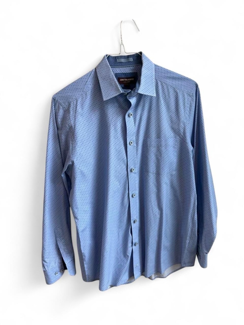 Johnston & Murphy Blue Geometric Micro Print Button Up Shirt